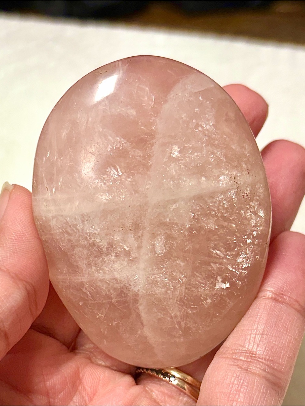 Natural Rose Quartz Palm Stone - Pink Healing Crystal
